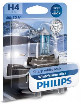 Philips H4 12V Scheinwerferbirne 60/55W P43t WhiteVision Ultra 4200K 1st Blister